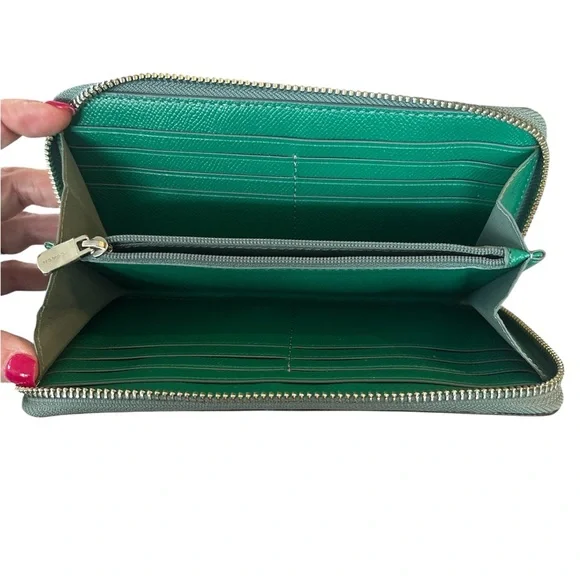 Coach F54007 Crossgrain Accordion Zip Around Leather Wallet - Blue - Picture 4 of 4